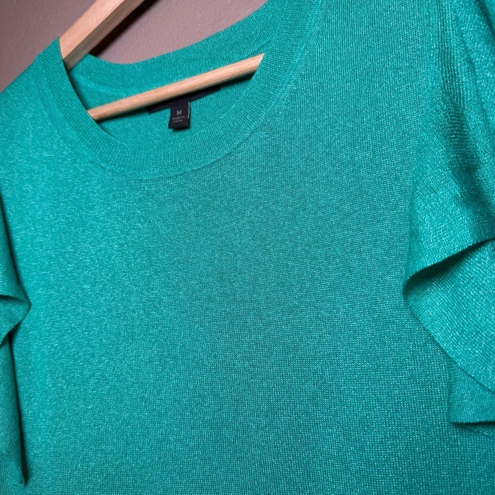 Banana Republic Sleeveless Ruffle Sweater Short Sleeve Green Top Size Medium - Picture 7 of 15